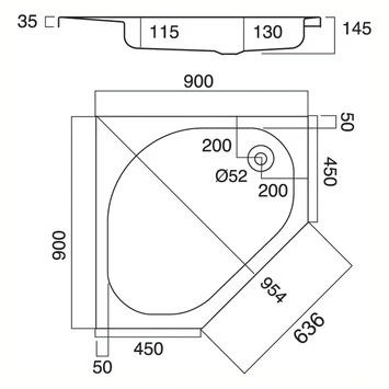 Sealskin Douchebak Optimo 5-hoek Hoekinstap Inbouw 90x90x14 Cm - Afbeelding 2