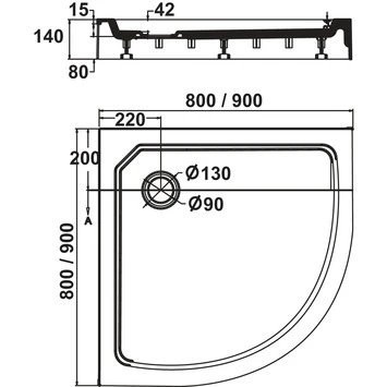 Sealskin Douchebak Fusion Kwartrond Opbouw 90x90x14 Cm Wit - Afbeelding 2