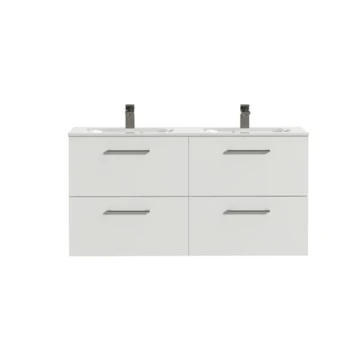 Tiger Badkamermeubel Studio 120cm Hoogglans Wit Met Ronde RVS Greep