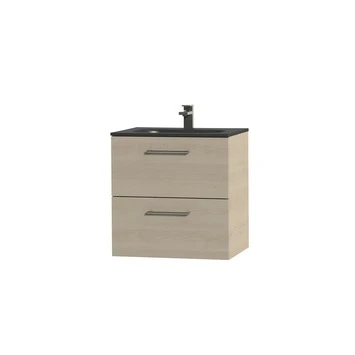 Tiger Badkamermeubel Studio 60cm Naturel Eik/matzwart Met Ronde RVS Greep - Afbeelding 3