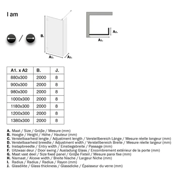 Sealskin Inloopdouche I AM A1 90x200 Cm RVS - Afbeelding 6