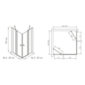 Van Marcke Hoover Douche Hoekinstap Met Draaideuren 90x90x195 - Afbeelding 2