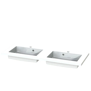 Tiger Reverse Meubelset 2x60 Cm Met 4 Lades Naturel Eik / Mat Wit Inclusief 2 Quadro Wastafels Hoogglans Wit - Afbeelding 4