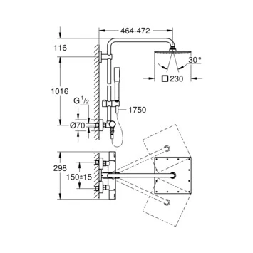 Grohe Regendouche Vitalio Joy XXL Ø23 Cm Met Thermostatische Douchekraan - Afbeelding 3