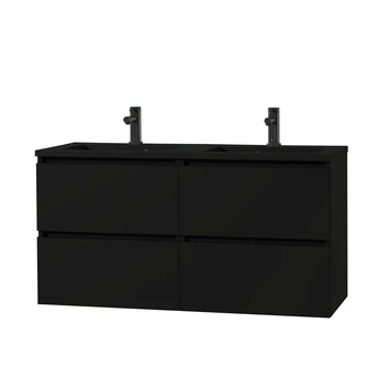Tiger Karlo Badkamermeubel 120 Cm Mat Zwart Met Zwarte Wastafel
