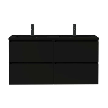 Tiger Karlo Badkamermeubel 120 Cm Mat Zwart Met Zwarte Wastafel - Afbeelding 3