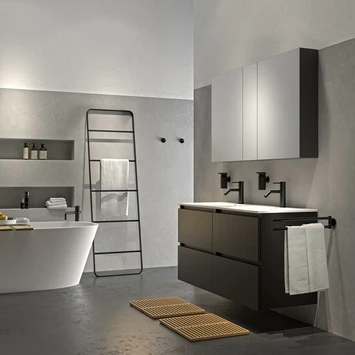 Tiger Karlo Badkamermeubel 120 Cm Mat Zwart Met Zwarte Wastafel - Afbeelding 7