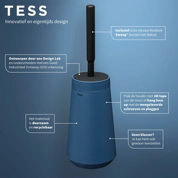 Tiger Toiletborstelhouder TESS Met Swoop Borstel Flexibel Blauw/zwart - Afbeelding 8