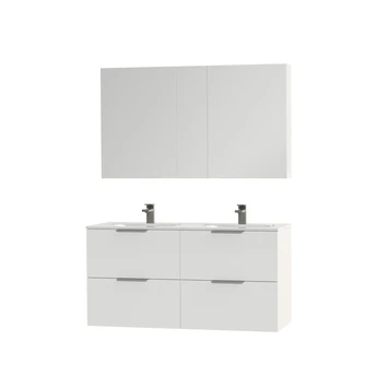 Tiger Badkamermeubel Studio 120cm Hoogglans Wit/matwit Met Platte RVS Greep - Afbeelding 2