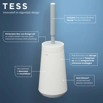Tiger Toiletborstelhouder TESS Met Swoop Borstel Flexibel Wit/ Lichtgrijs - Afbeelding 8