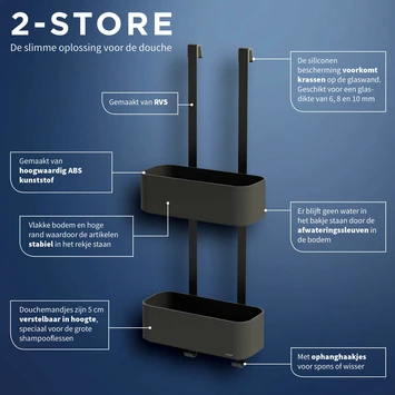 Tiger Doucherek Ophangbaar 2-store 25cm Zwart - Afbeelding 6
