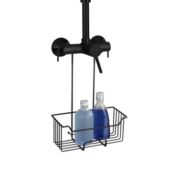 Wenko Douchecaddy Milo Om Aan Kraan Te Hangen Zwart RVS - Afbeelding 4